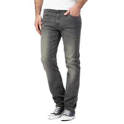 Big and tall grey classic straight denim jeans